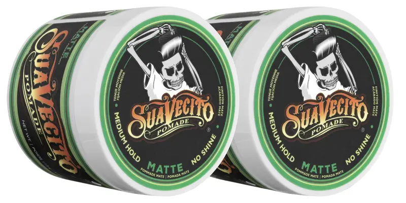 Suavecito Pomade Matte – Finition Mate Sans Brillance, Maintien Moyen, Lot de 2 x 4 oz