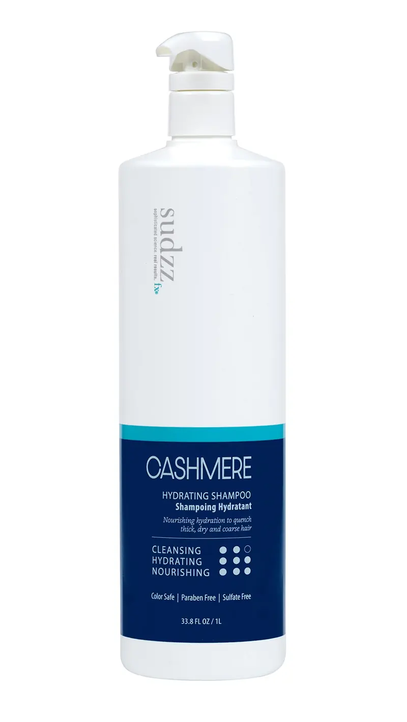 SUDZZFX Cashmere Shampooing Hydratant – 34 oz, couleur protégée, sans sulfate et sans parabènes