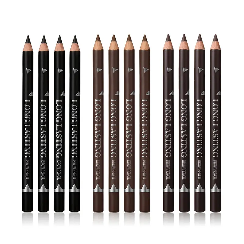 SUMEITANG Ensemble à 3 teintes pour sourcils et crayon pour les yeux – 12 pièces, texture douce, longue tenue, résistant à l'eau