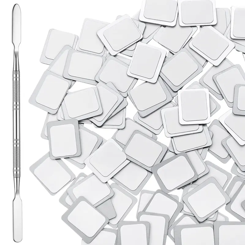 Sumind 101 Pack – Autocollants métalliques pour Palette Yeux (100 pièces carrées) + Outil Dépottage