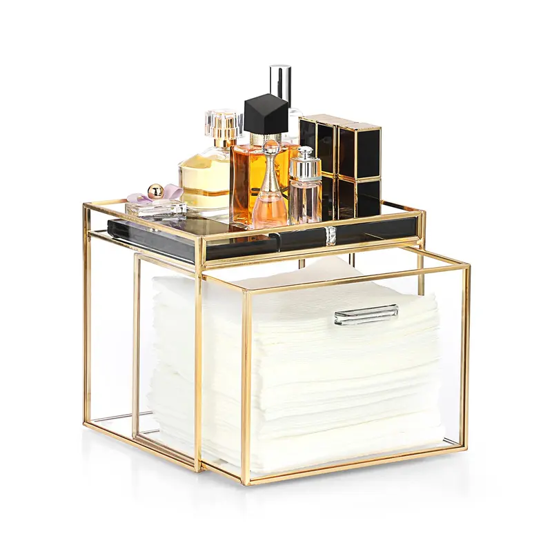 Sumnacon Boîte en Verre pour Essuie-Visage avec Tiroir – Rangement Élégant