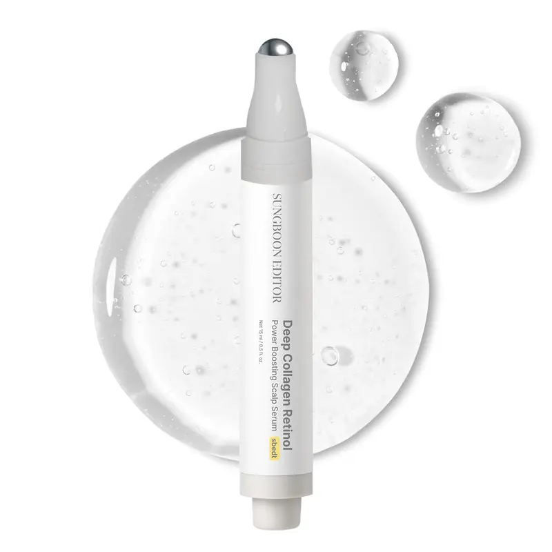 SUNGBOON EDITOR Sérum Cuir Chevelu Deep Collagène et Rétinol – Rouleau Applicateur pour Croissance et Épaississement des Cheveux | Caféine + Biotine + Romarin – Soin Coréen, 15 ml