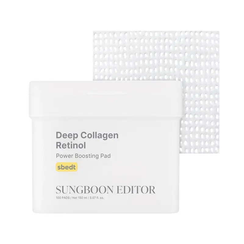 SUNGBOON EDITOR Tampons Profonds Collagène et Rétinol – Hydratation Intense et Élasticité, Peau Sèche et Ridée | Soin Coréen, Tampons Tonifiants – 100 Unités