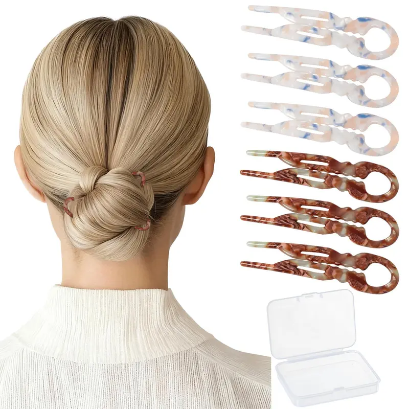 Sunolga 6 pièces – Épingles à cheveux françaises petites 2,83 po, courbées et antidérapantes