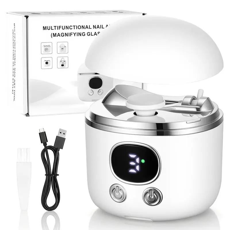 Suntony – Coupe-ongles Électrique 2-en-1 USB Rechargeable avec Loupe et LED