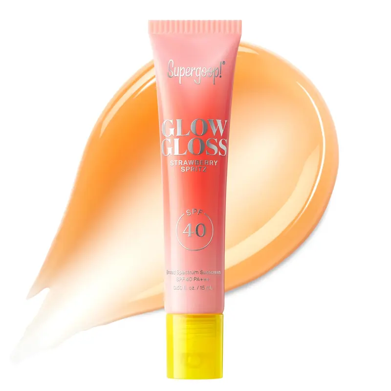 Supergoop! Glow Gloss SPF 40 Baume à Lèvres – Fraise, Teinte Corail Translucide – Protection à Large Spectre – 0,5 fl oz
