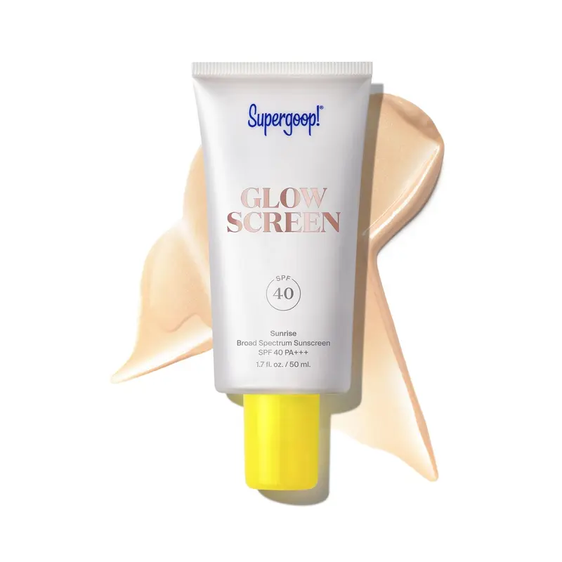 Supergoop! Glowscreen SPF 40 Sunrise (Champagne Glow) – Base lumineuse hydratante, filtre bleu