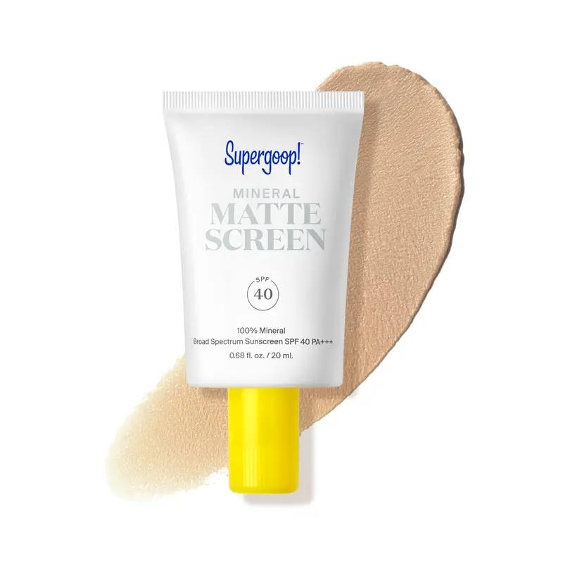 Supergoop! Mineral Mattescreen SPF40 — Écran solaire minéral sans huile, 20 mL, fini mat et contrôle des pores