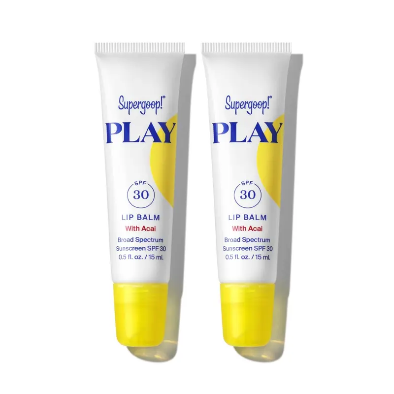 Supergoop! PLAY Baume Lèvres Acai SPF30 – Pack de 2, Hydratant & Protection Large Spectre, Beurre de Karité et Huile de Tournesol