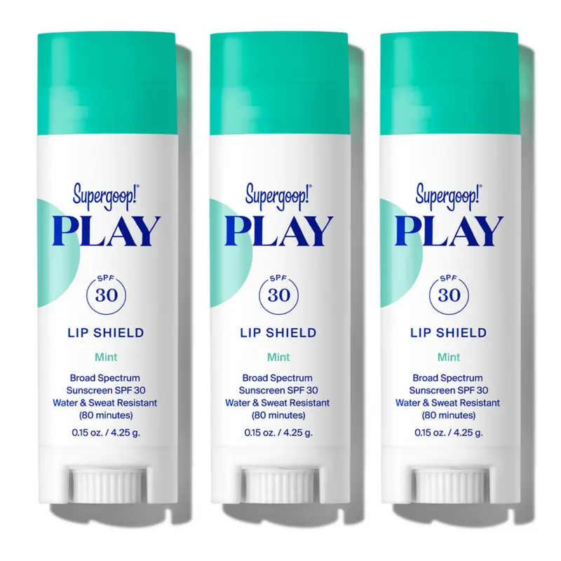Supergoop! PLAY Lip Shield SPF 30 Menthe – Lot de 3 | Baume Lèvres Hydratant & Protection Solaire