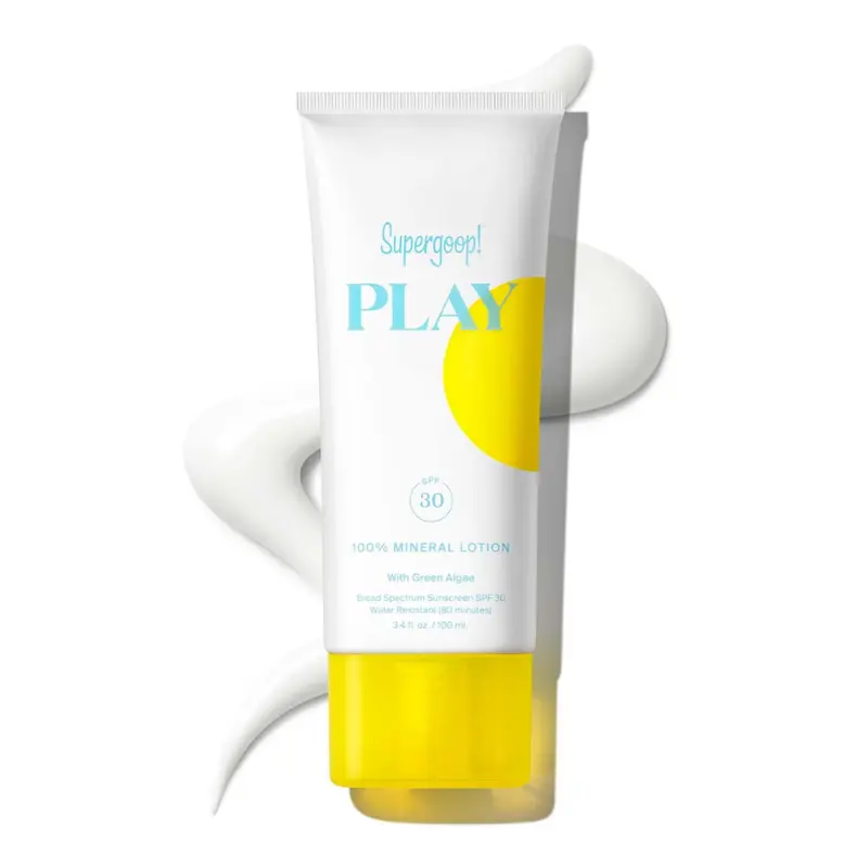 Supergoop! PLAY Lotion Minérale SPF 30 – Écran solaire léger pour visage et corps – 3,4 oz
