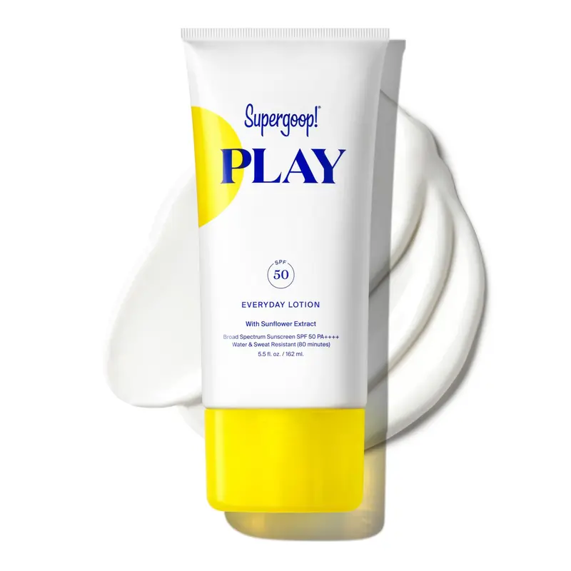 Supergoop! PLAY Lotion Quotidienne SPF 50 – Protection solaire légère visage et corps (peau sensible) – Absorption rapide | 5,5 oz