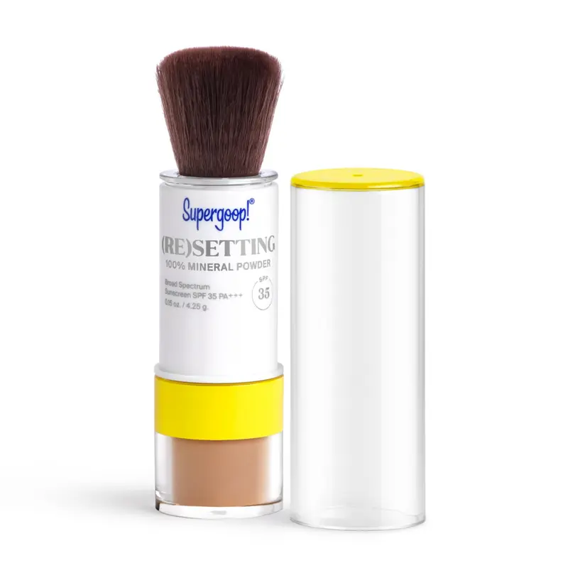 Supergoop! Poudre fixante SPF 35 (Re)setting – Protection minérale, fini mat, format voyage 0,15 oz