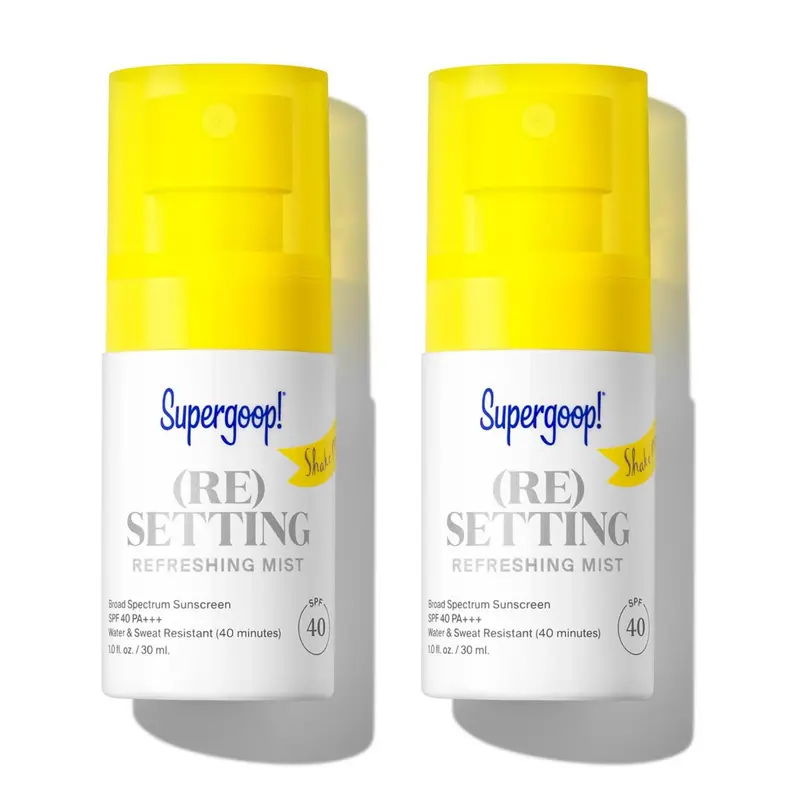 Supergoop! Re-setting Refreshing Mist – Lot de 2 – SPF 40 PA+++ Fixation maquillage et Protection UV