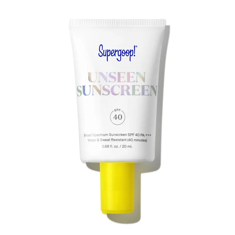 Supergoop! Unseen Sunscreen – FPS 40 – Écran solaire visage clair et invisible, spectre large et base adhérente au maquillage, sans huile, sans parfum, pour tous types de peaux – 20 ml