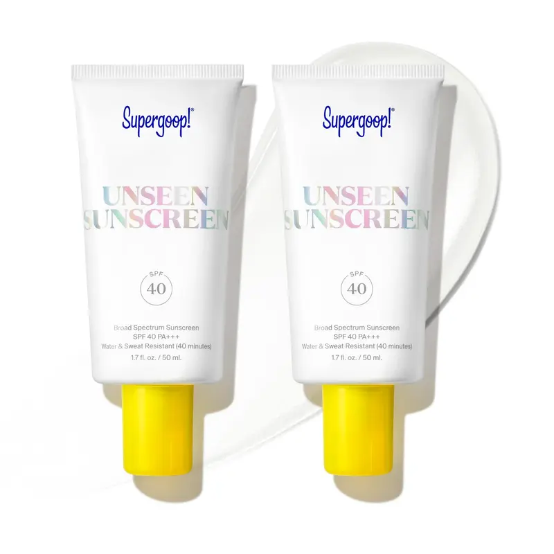 Supergoop! Unseen Sunscreen SPF 40 – Invisible, Base Maquillage Sans Huile – Pack de 2 – 50 ml