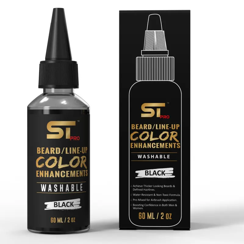 Supreme Trimmer Airbrush – Encre d'amélioration cheveux et barbe | Spray précision barbershop, lavable, prêt à l'emploi (60 ml noir)