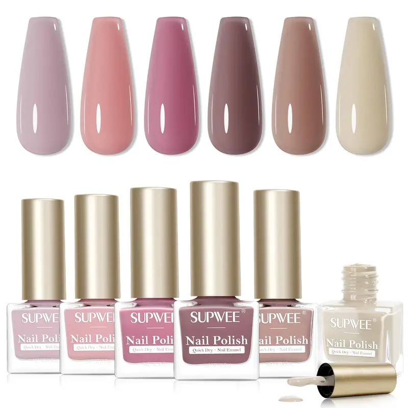 SUPWEE Vernis à Séchage Rapide Automne/Hiver – Ensemble 8 Teintes Neutres, Sans Gel, Séchage Sans Lampe
