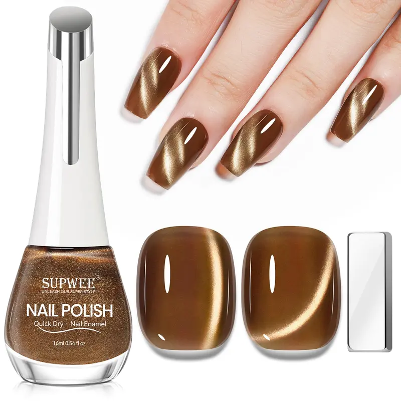 SUPWEE Vernis brun cat-eye non gel – Séchage rapide, aimant magnétique 16 ml