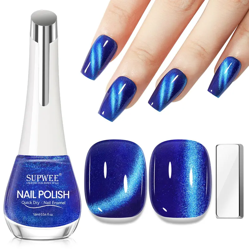 SUPWEE Vernis Cat Eye Bleu – Séchage rapide en 3 minutes, 16 ml, Manucure DIY sans gel
