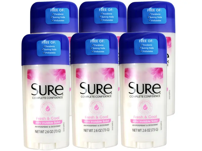 Sure Antitranspirant & Déodorant Invisible Solide – Frais et Rafraîchissant, Lot de 6