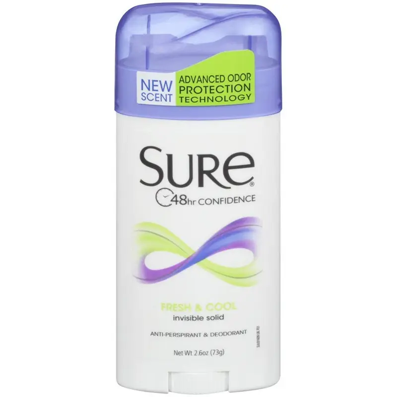 Sure Déodorant Anti-Transpirant Invisible Solide – Frais et Vivifiant, Pack de 2 (2,6 oz)