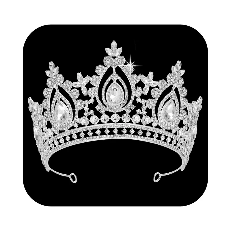 SWEETV Couronne Queen – Tiare de Mariée avec Cristaux Autrichiens | Diadème Princesse