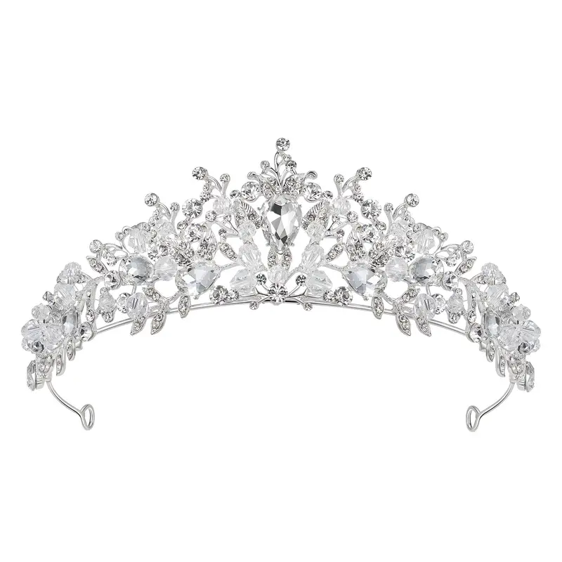 SWEETV Tiaras en Argent – Diadème Bijou pour Mariage et Événements