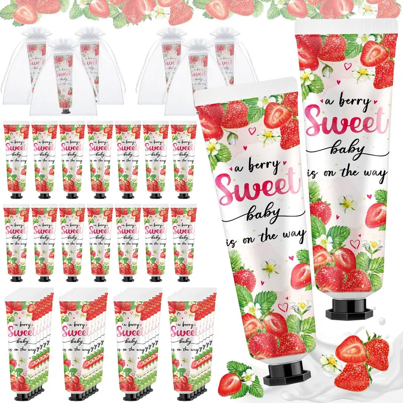 Swiffen – Lot de 48 crèmes pour les mains à la fraise | Cadeaux en vrac, décor fête bébé et format voyage