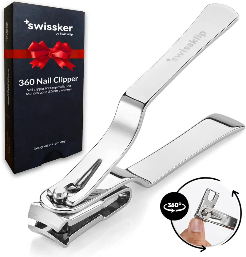 Swissker par Swissklip — Coupe-ongles 360° rotatif en acier inoxydable pour tous