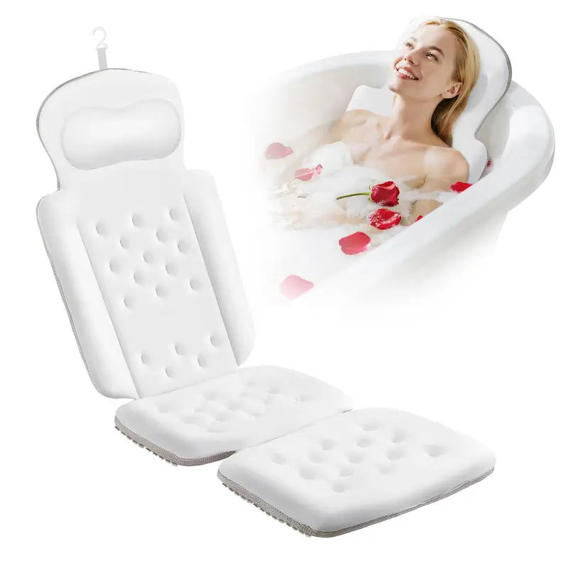 sxiiro Oreiller de bain corporel Luxe – 192 ventouses, coussin 51 po x 16 po, avec sac de lavage