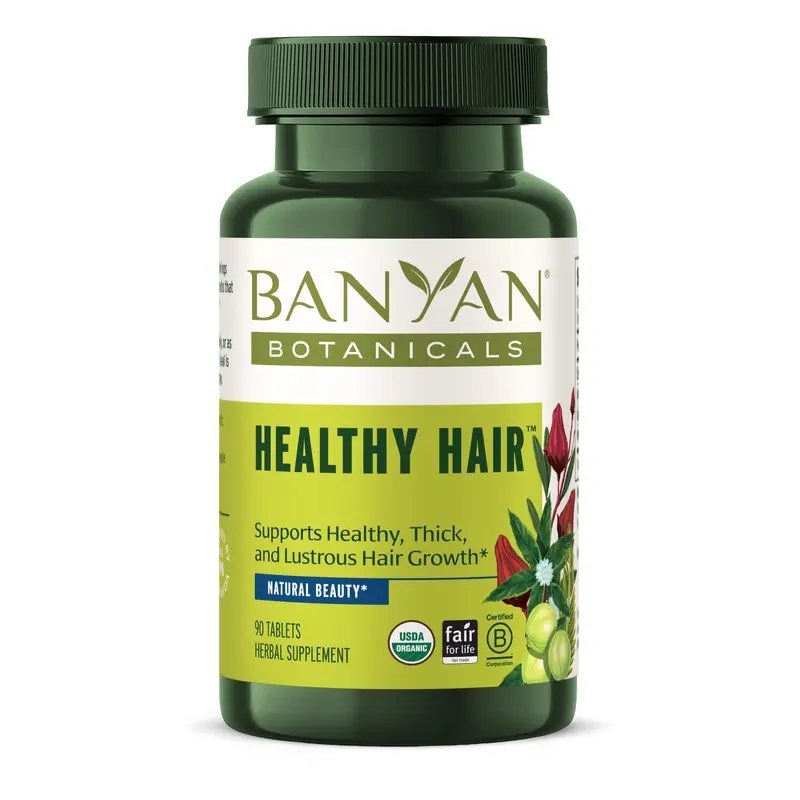 Tablettes Cheveux Sains Banyan Botanicals – Amla & Bhringaraj, Ayurvédique, 90 comprimés – Vegan & Bio