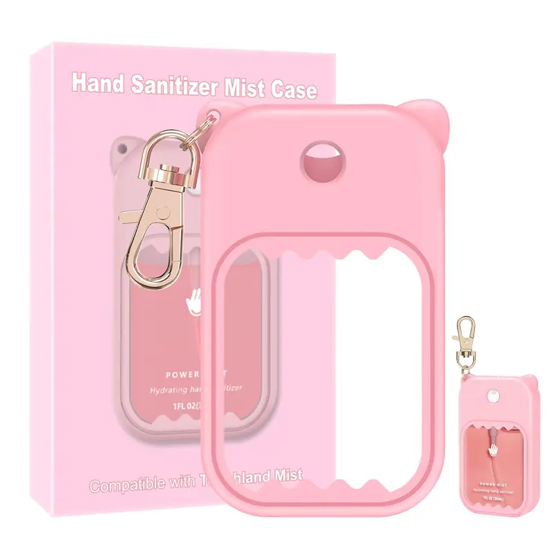 Taessv Étui silicone Touchland rose – Porte-bouteille et porte-clé 360° (Power Mist, Gentle Mist et Glow Mist)