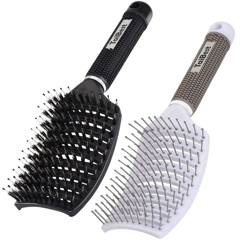 TaiBest Ensemble de Brosses à Poils de Sanglier – Détangleur pour cheveux secs ou humides (fins, épais, bouclés) – Brosses incurvées et ventilées