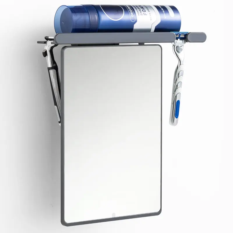 TAILI Miroir de Douche Anti-Buée avec Porte-Rasoir – Ventouse Puissante, Sans Perçage, Mural