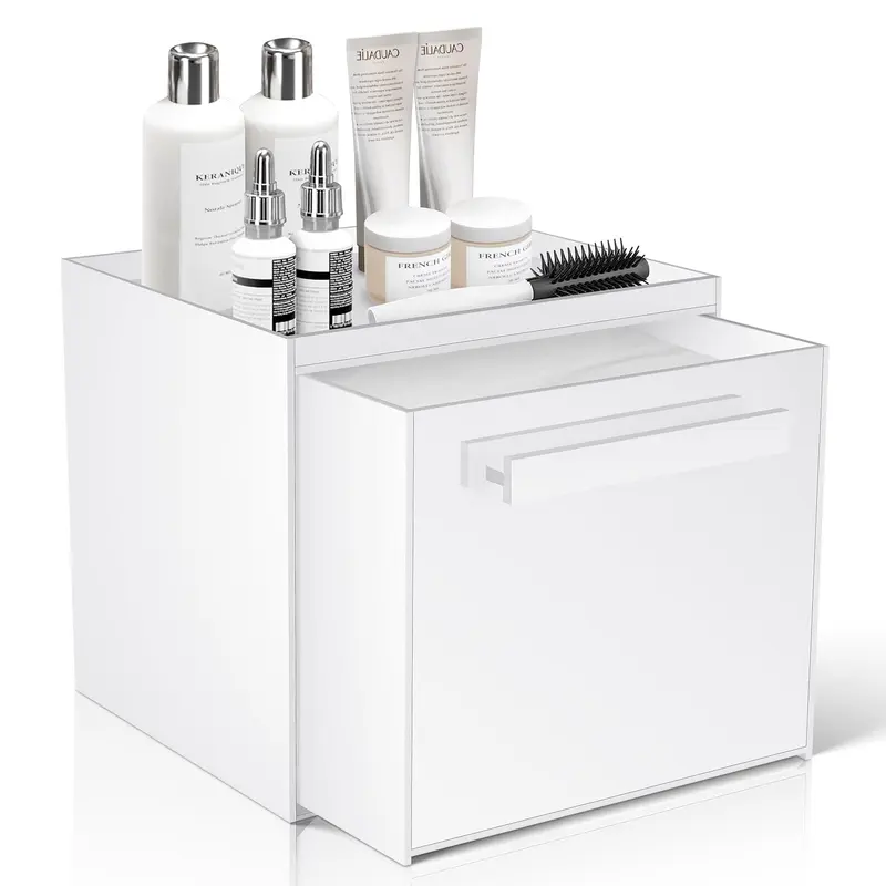 TAINESS Boîte de rangement pour serviettes jetables — Compatible Clean Skin Club XL, tiroir mural en acrylique, blanc brillant