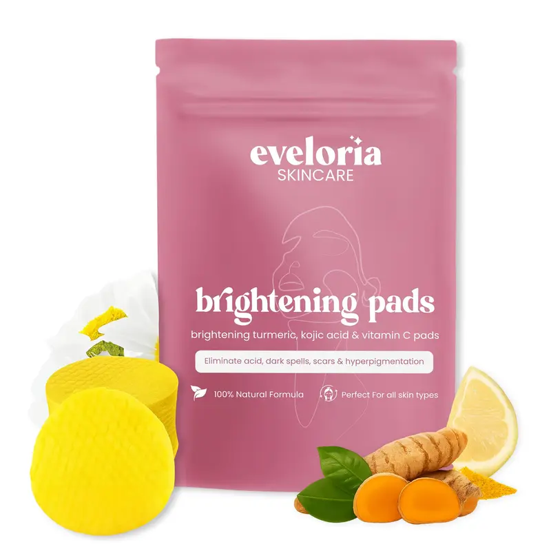 Tampons Éclaircissants Eveloria – Curcuma, Kojique & Vitamine C, 30 unités