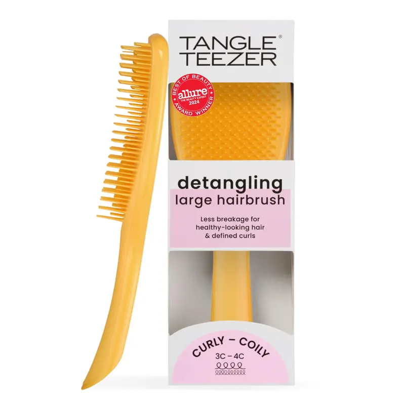 Tangle Teezer Ultimate Detangler – Brosse Démêlante Boucles (3C–4C), Sec et Humide, Grand Paddle – Jaune Daffodil