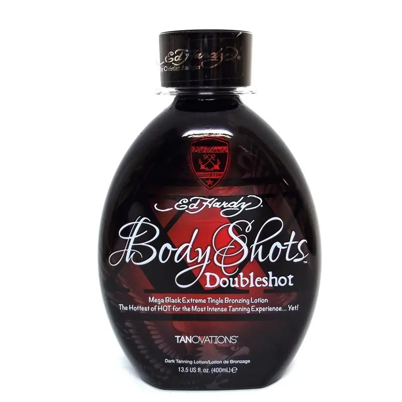 Tanovations Ed Hardy Shots Corporels Double Shot – Avertissement, Chaleur Extrême, 13,5 oz