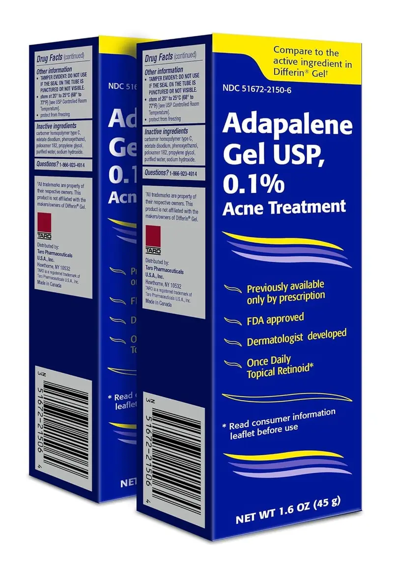 TARO Adapalene 0,1% USP Gel – Traitement Acné Problème, Sans Parabènes, Pour Peau Sensible