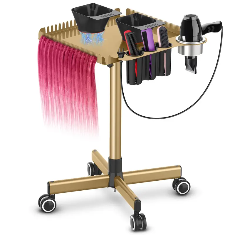 TASALON Gold – Plateau salon roulant avec bols de coloration magnétiques et porte-outils résistant à la chaleur