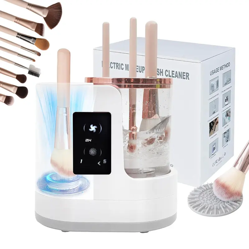 tayuzo Nettoyeur de Brosses Maquillage 3-en-1 — Nettoyage Bi-Directionnel, Séchage Ajustable, Compatible Toutes Tailles, Efficace et Rapide (Édition 2026)