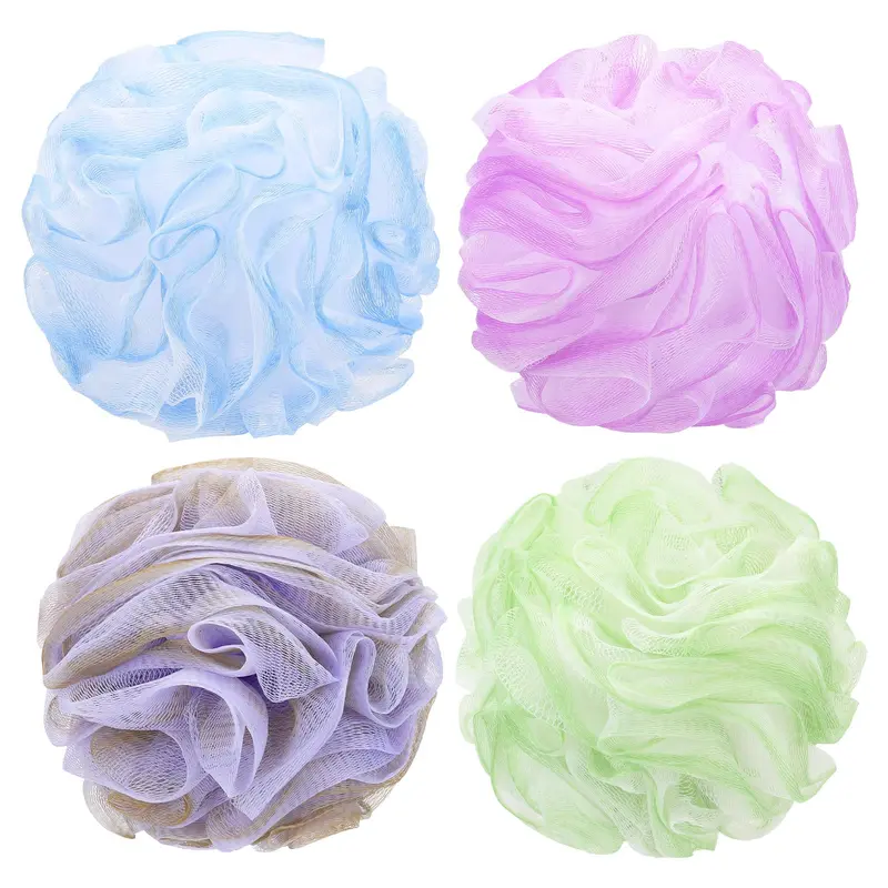 Tbestmax Lot de 4 Éponges de Bain Gommantes 60 g – Douche, 4 Couleurs