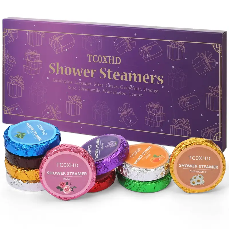 TC0XHD Tablettes Douche Aromathérapie — Coffret 10 Pièces, Huiles Essentielles et Sel Marin