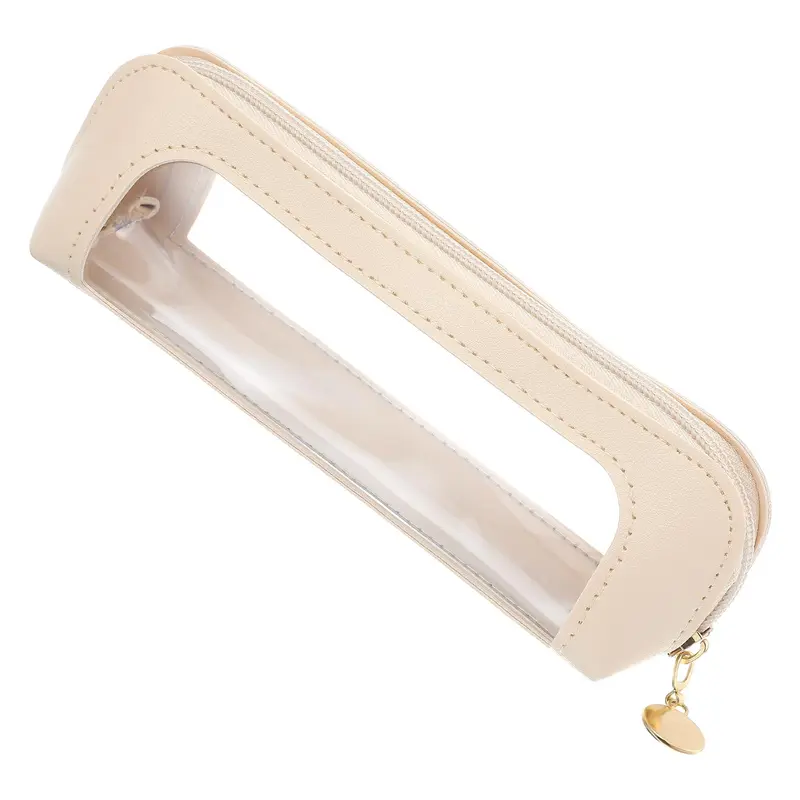 Teaaha Pochette Maquillage Transparente Beige – Organiseur Cosmétique Portable