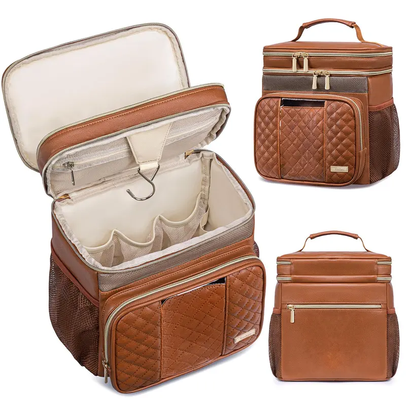 Tealari Trousse de Toilette en Cuir – Grande Capacité et Poche Téléphone Étanche