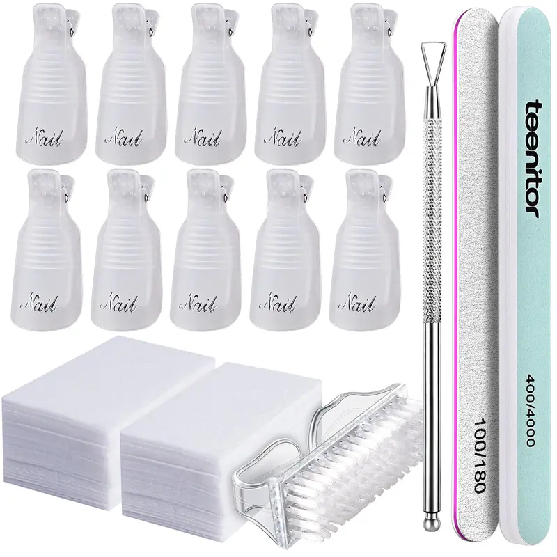 Teenitor Kit Retrait Gel – Clips de Retrait Gel et Accessoires Ongles