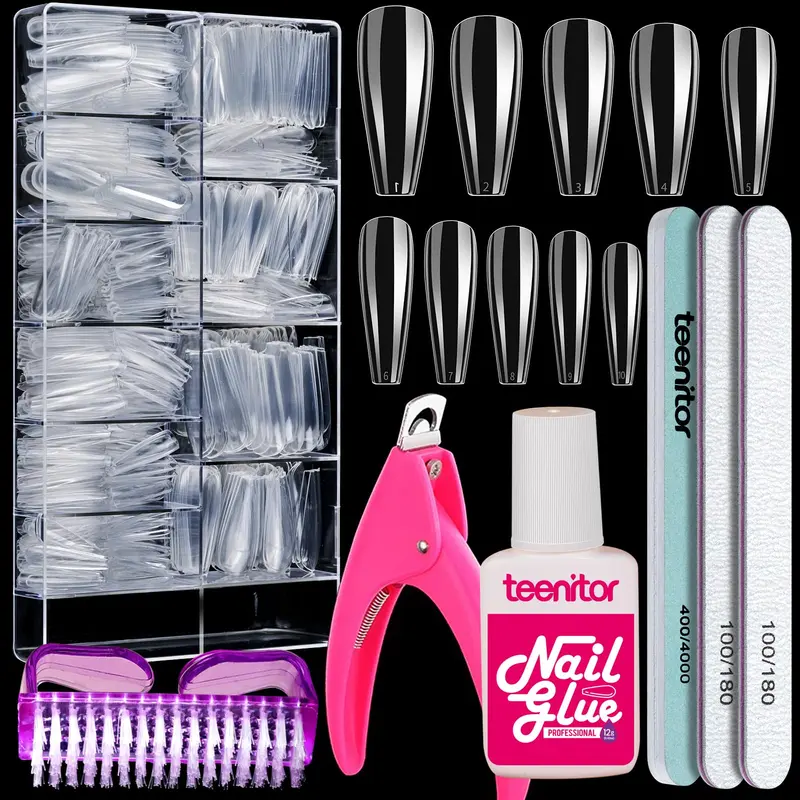 Teenitor Tips Ongles Coffin Clairs – Kit Faux Ongles 600pcs + Outils