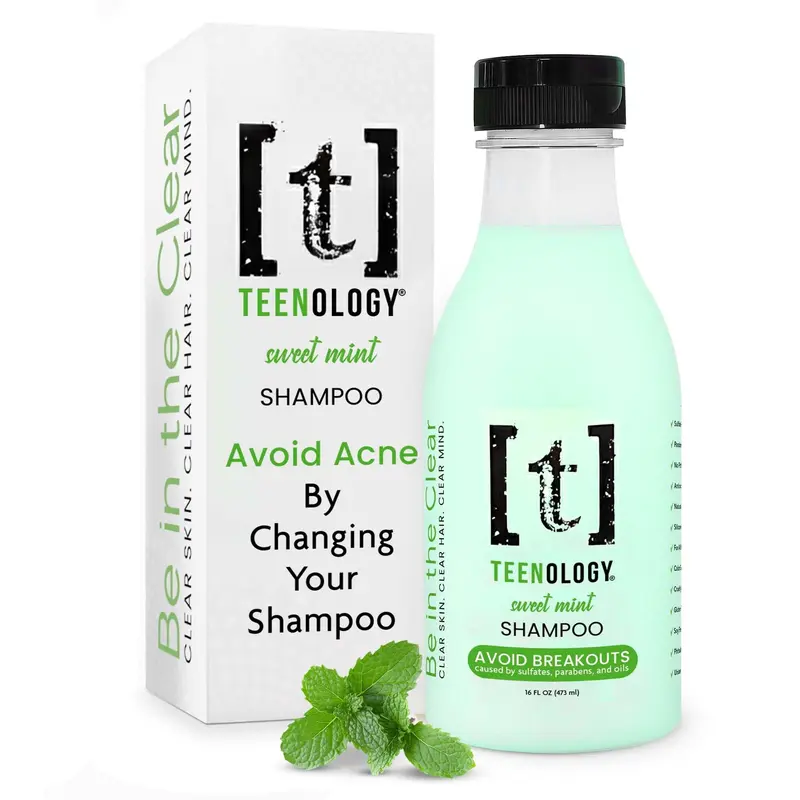 Teenology Shampoing Teen – Menthe, Non comédogène, Sans sulfates ni parabènes, Pour cuirs chevelus secs et gras, 473 ml