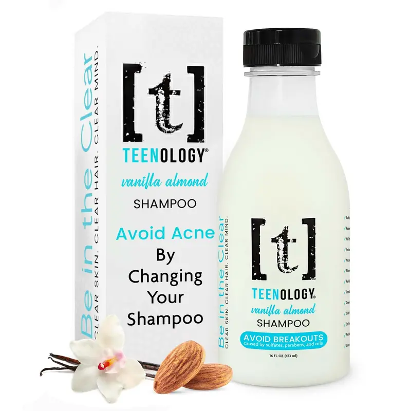 Teenology Shampoo Teen – Vanille Amande, Non-Comédogène, Sans Sulfates, 473 ml